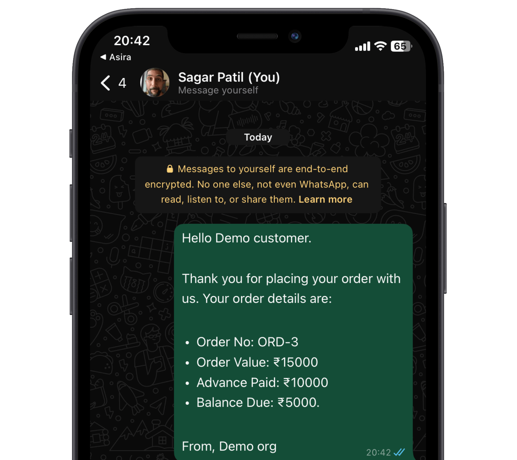 WhatsApp Notifications - Send customers timely updates about the status of their order.